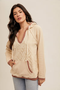 Tanner Crochet Detail Hoodie: Oatmeal