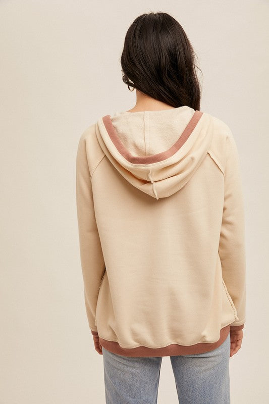 Tanner Crochet Detail Hoodie: Oatmeal