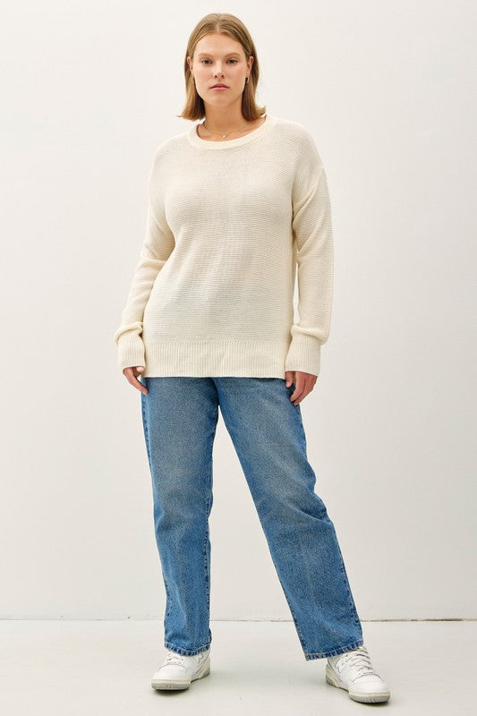 Janelle Plus Size Basic Boyfriend Fit Sweater