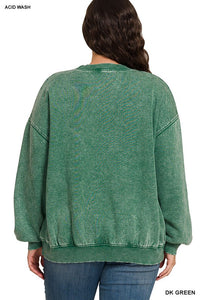 Soft and Cozy Acid Wash Fleece Pullover – Oversized Crewneck Sweatshirt (Ash Mocha, Rust, Forest, Ash Blue, Brown, Blue Grey) | S–3X