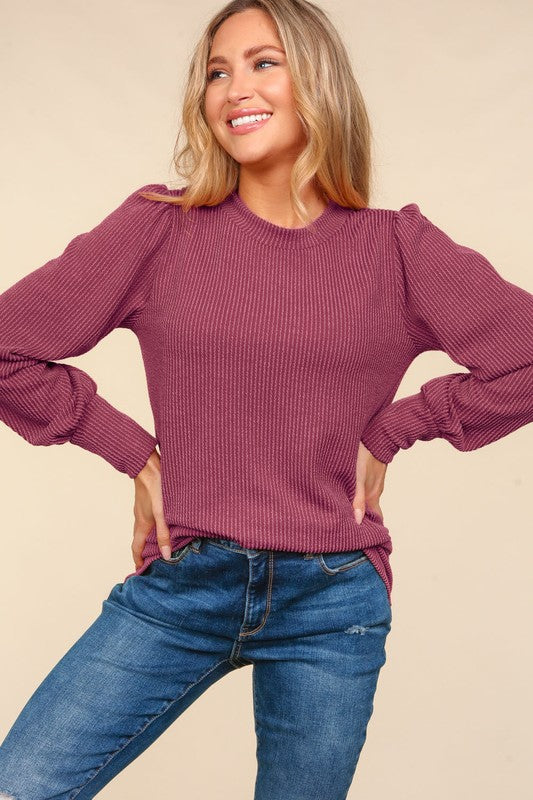 Essential Texture Long Sleeve Blouse