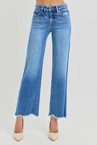 Risen "The Right Fit" High Rise Tummy Control Ankle Straight Jeans: Medium Wash