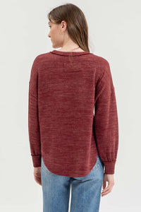 Elizabeth Soft and Cozy Casual Knit Lightweight Sweater: Wine