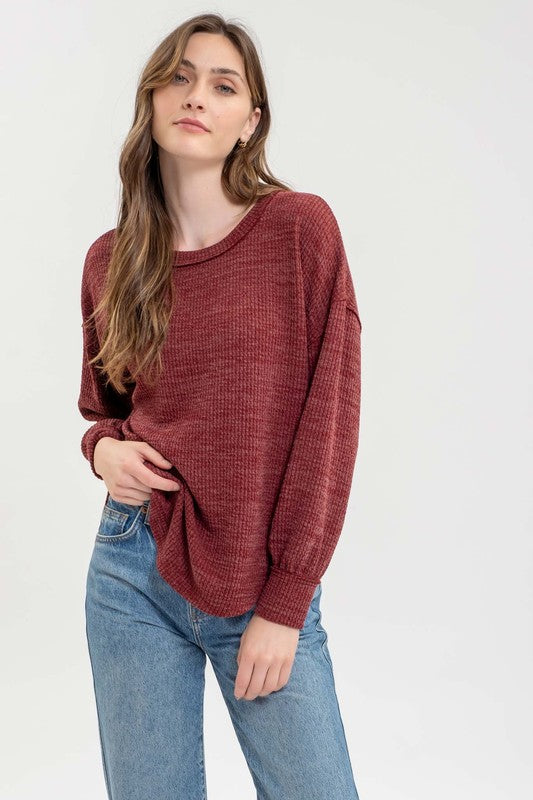 Elizabeth Soft and Cozy Casual Knit Lightweight Sweater: Wine