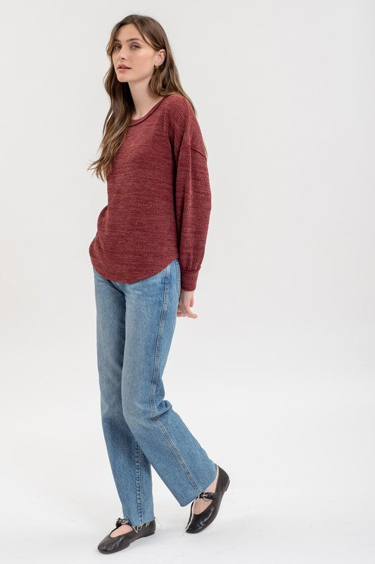 Elizabeth Soft and Cozy Casual Knit Lightweight Sweater: Wine