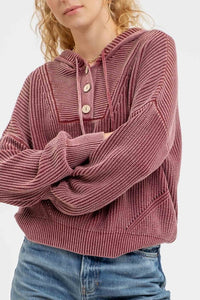 Breanna Hooded Henley Knit Sweater