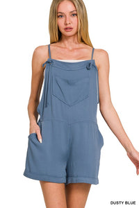 Harper Tie-Strap Rayon Romper – Lightweight Woven Twill Easy Summer Fit