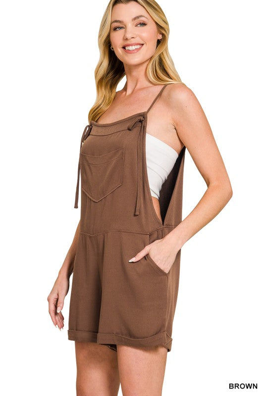 Harper Tie-Strap Rayon Romper – Lightweight Woven Twill Easy Summer Fit