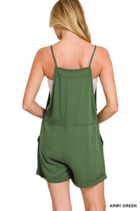 Harper Tie-Strap Rayon Romper – Lightweight Woven Twill Easy Summer Fit