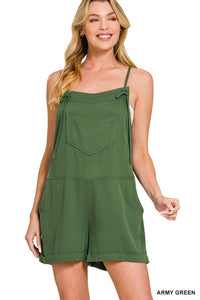 Harper Tie-Strap Rayon Romper – Lightweight Woven Twill Easy Summer Fit