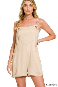 Harper Tie-Strap Rayon Romper – Lightweight Woven Twill Easy Summer Fit