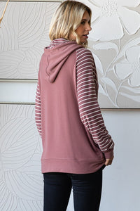 Reagan Stripe Hoodie: Marsala