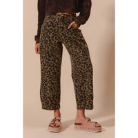 The Wild Side Leopard Barrel Jeans: Mocha