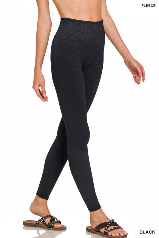 The Willowbrook Fleece-Lined High Waist Leggings – Seamless Diamond Band Fit (S/M–L/XL)