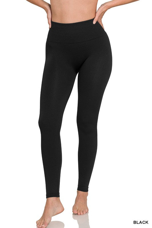 The Willowbrook Fleece-Lined High Waist Leggings – Seamless Diamond Band Fit (S/M–L/XL)