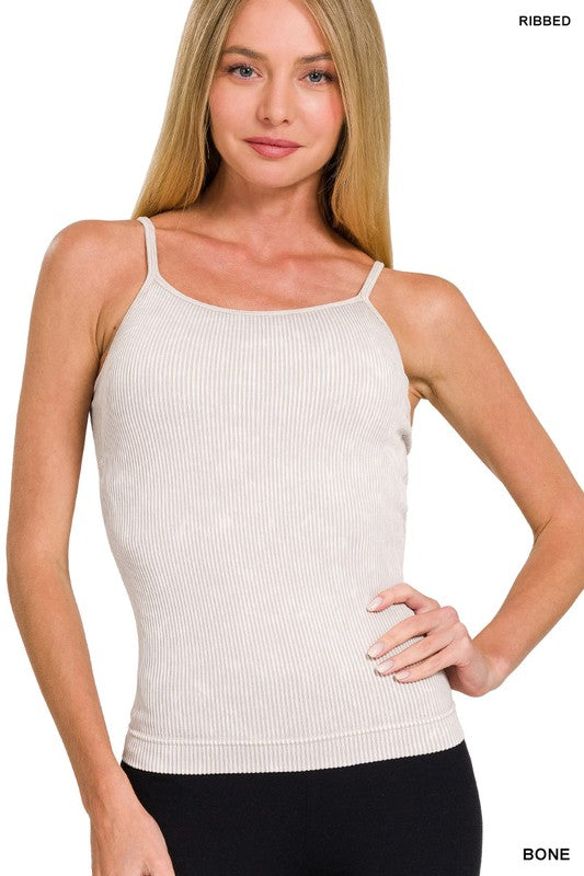 Beautiful Basics Stone Washed Ribbed Seamless Layering Tank