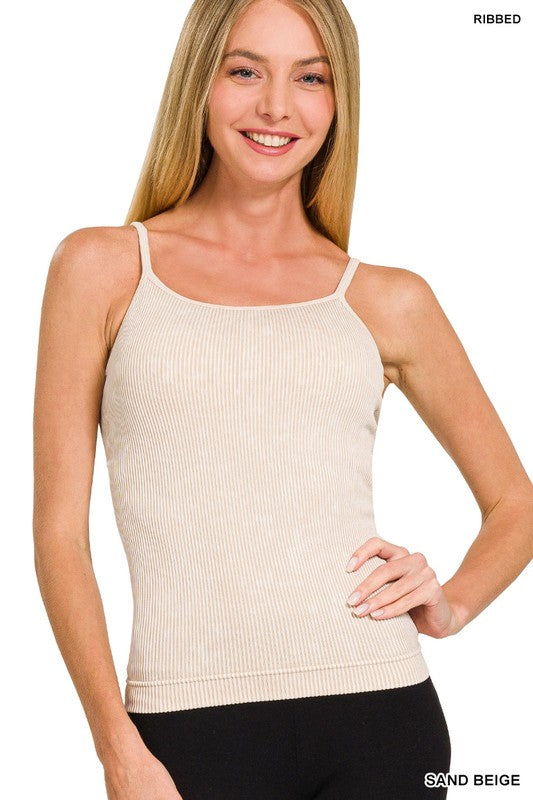 Beautiful Basics Stone Washed Ribbed Seamless Layering Tank