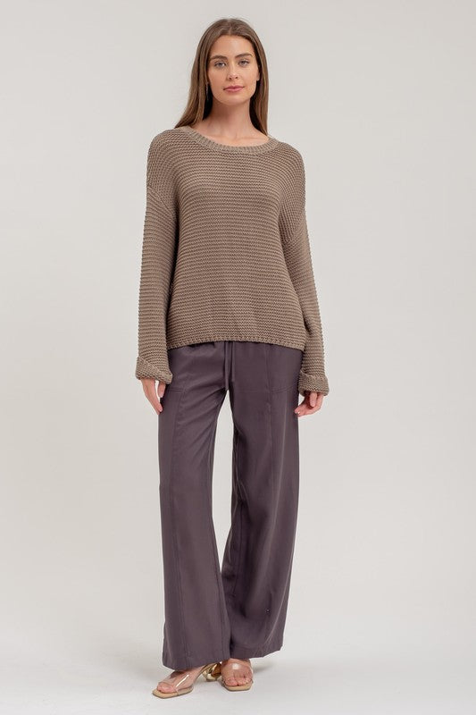 Alaina Chunky Knit Sweater: Olive