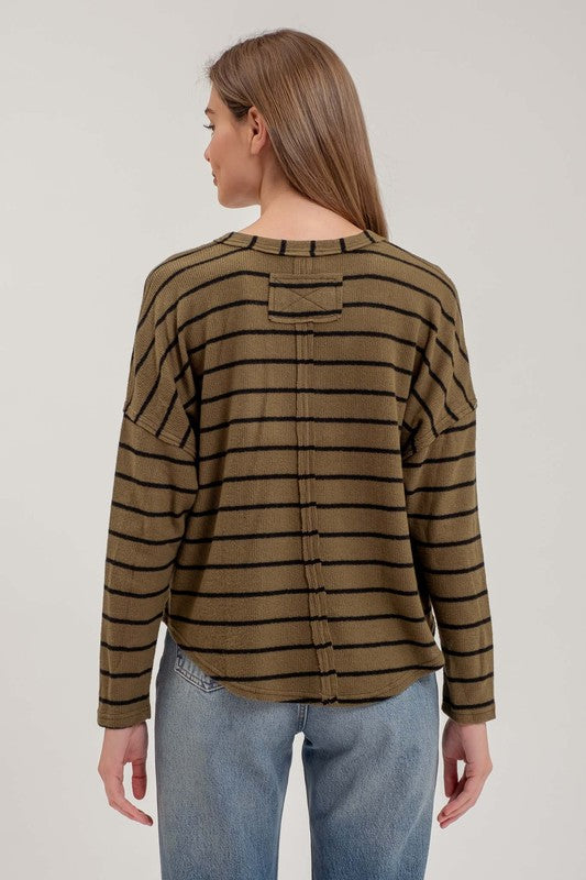 Maureen Classic Stripe V-Neck Long Sleeve Top