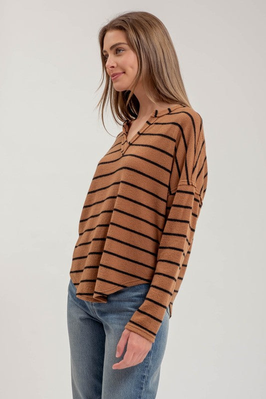 Maureen Classic Stripe V-Neck Long Sleeve Top