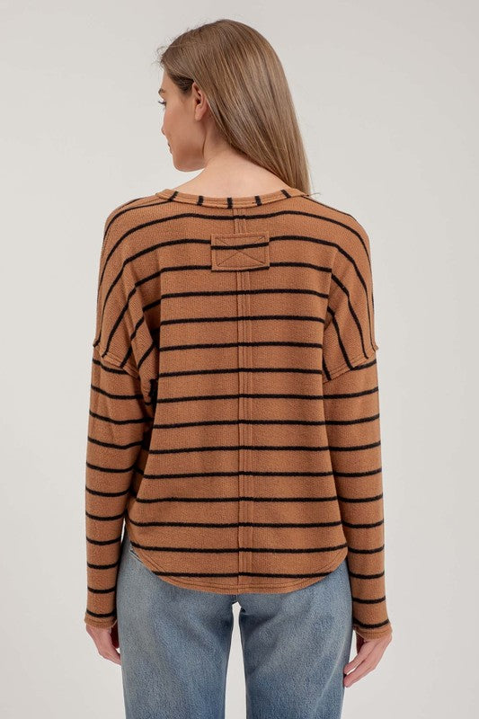 Maureen Classic Stripe V-Neck Long Sleeve Top