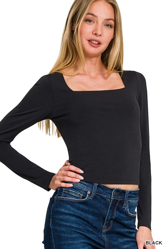 Basic Double Layer Long Sleeve Top