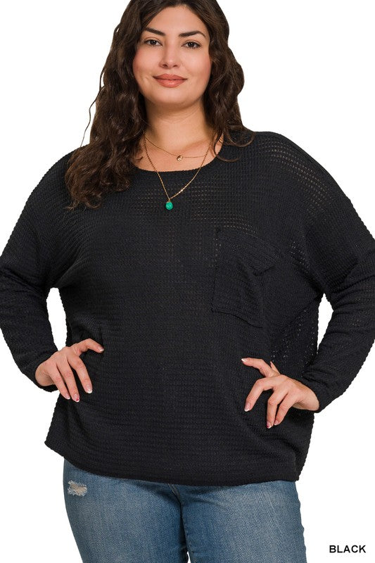 Grace Plus Size Jacquard Light Weight Sweater Top