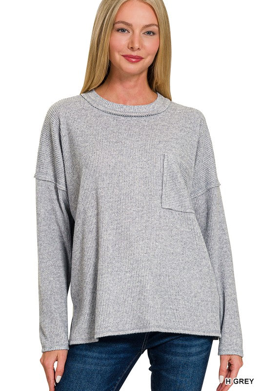 Mara Soft and Cozy Basic Sweater Top: Heather Grey