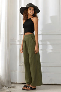 The Marlowe Cotton Wide Leg Pants – Olive Grove