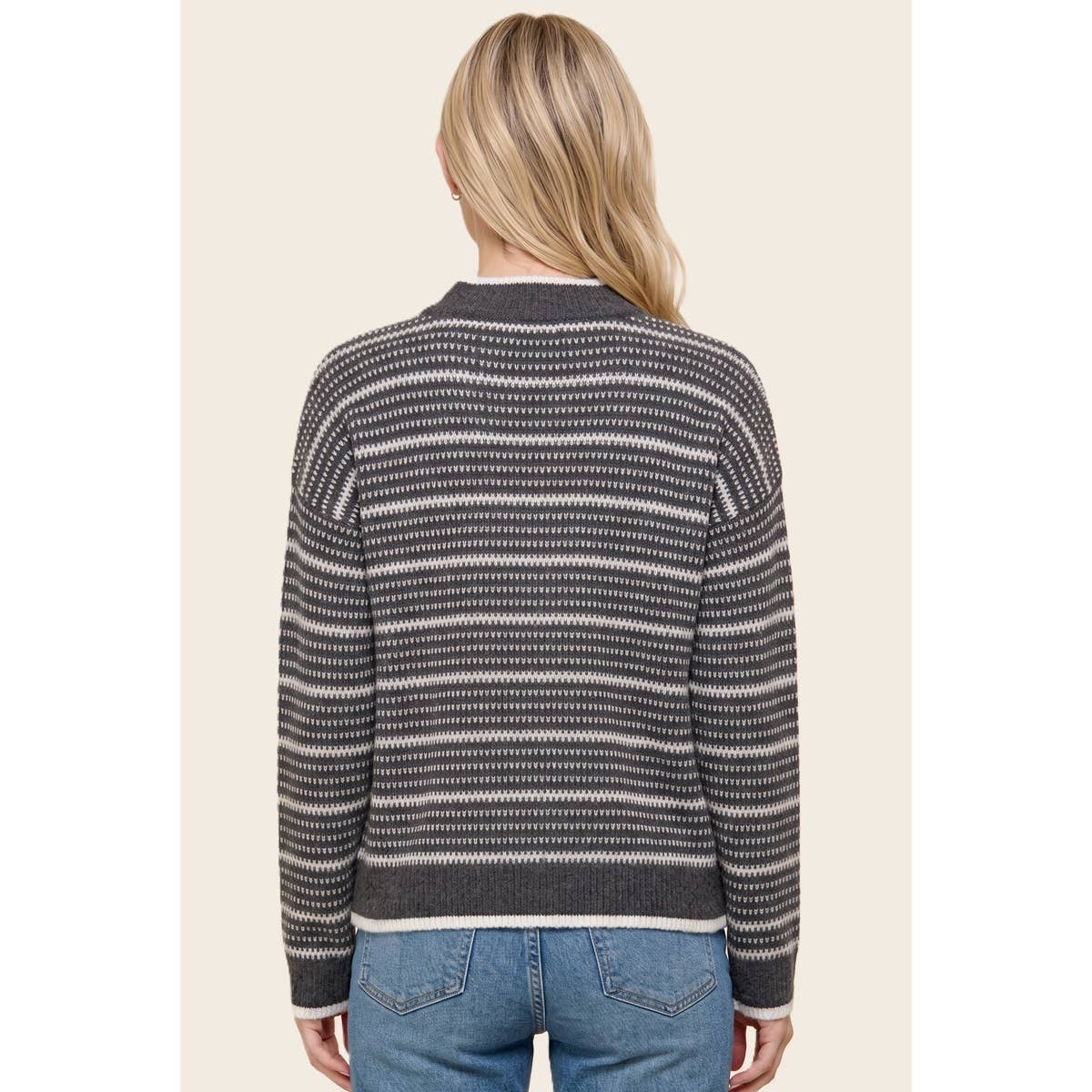 Off the Clock Textured Stripe Sweater: Charcoal