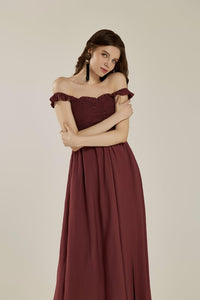 Callie Ruffle Strap Smocked Maxi Dress – Brick Red