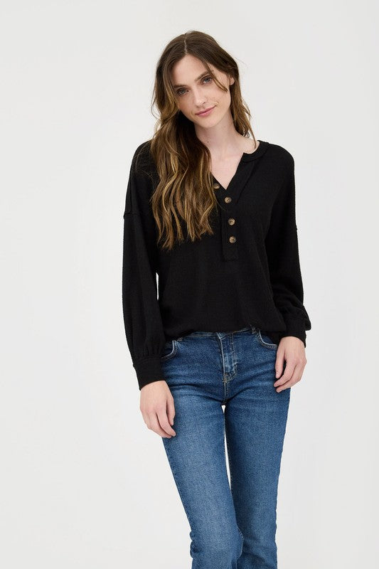 Lily Soft and Cozy Casual Henley Top