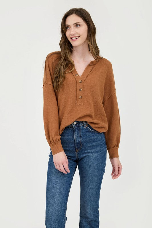 Lily Soft and Cozy Casual Henley Top