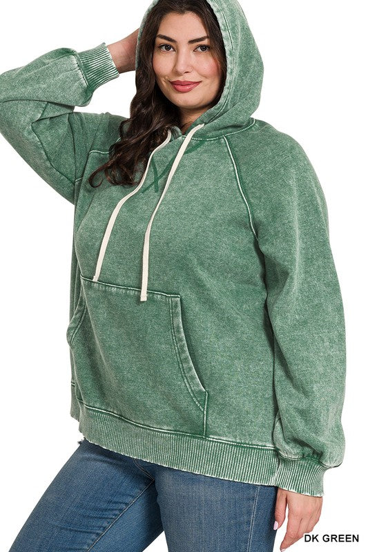 Plus Size Cozy Vintage Wash Hoodie