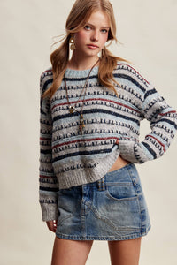 Good Mix Textured Stripe Sweater: Navy