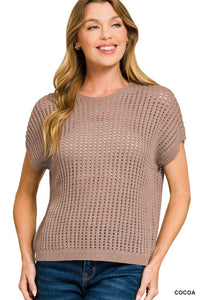 Zinnia Crochet Knit Sheer Sweater Top