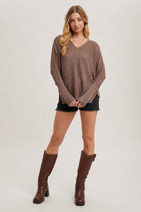 The Laramie Sheer V-Neck Knit Sweater – Lightweight Layering Pullover, Loose Fit Women’s Knitwear