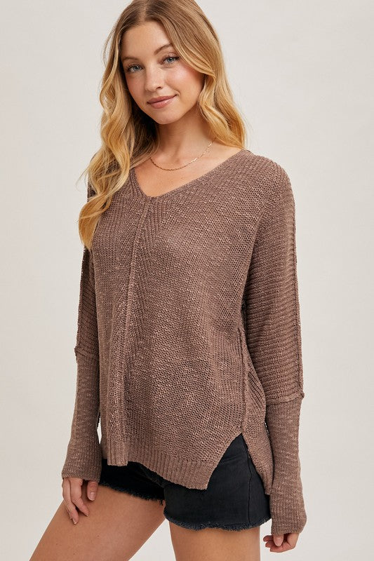 The Laramie Sheer V-Neck Knit Sweater – Lightweight Layering Pullover, Loose Fit Women’s Knitwear