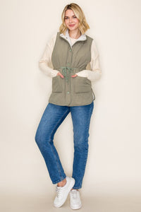 The Wren Quilted Sherpa-Lined Vest – Sage & Mocha
