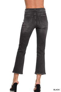 Remi Distressed Cropped Comfort Stretch Denim | Black Vintage-Wash Jeans