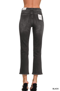 Remi Distressed Cropped Comfort Stretch Denim | Black Vintage-Wash Jeans
