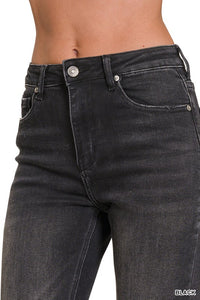 Remi Distressed Cropped Comfort Stretch Denim | Black Vintage-Wash Jeans