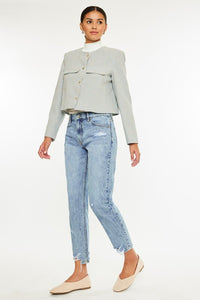 KanCan High Rise Rigid Denim Mom Jeans: Light Wash