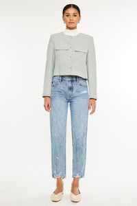 KanCan High Rise Rigid Denim Mom Jeans: Light Wash