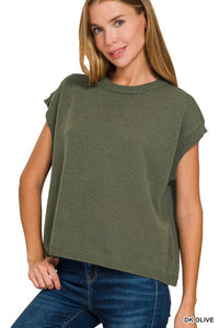 The Clara Knit Cap Sleeve Sweater – Dusty Blue, Teal Navy, Dark Olive & Brown