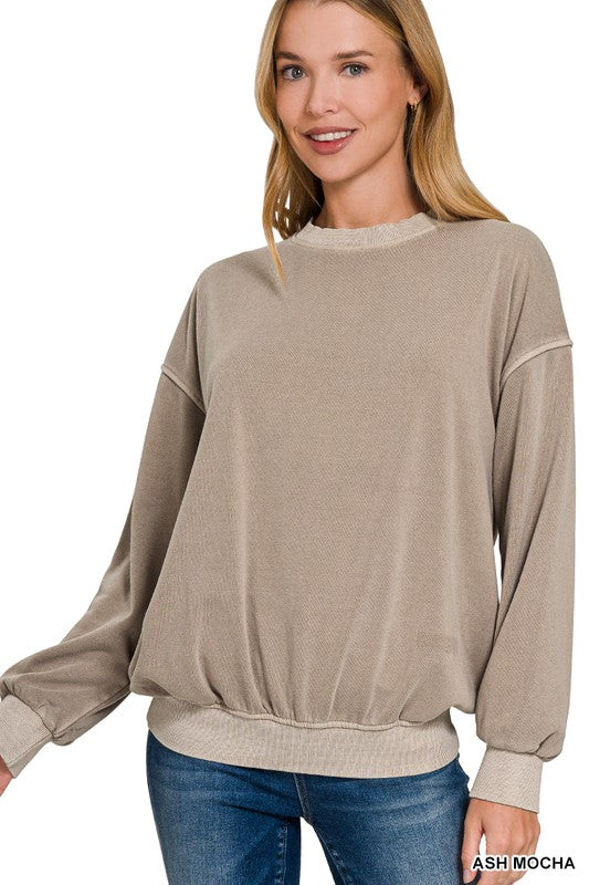 Camryn Soft Fleece Vintage Wash Crew Sweatshirt