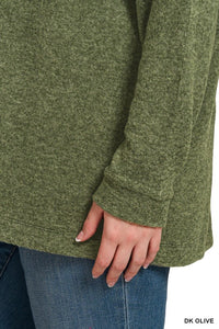 Willow Hooded Brushed Hacci Sweater – Dark Olive (S-3X)