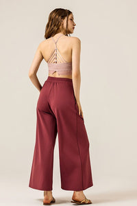 Monroe Wide Leg High Waisted Pants – Stretchy Dressy Lounge Trousers with Pockets