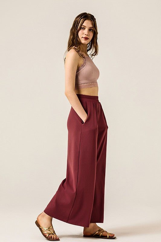 Monroe Wide Leg High Waisted Pants – Stretchy Dressy Lounge Trousers with Pockets