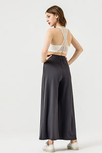 Monroe Wide Leg High Waisted Pants – Stretchy Dressy Lounge Trousers with Pockets